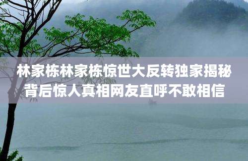 林家栋林家栋惊世大反转独家揭秘背后惊人真相网友直呼不敢相信