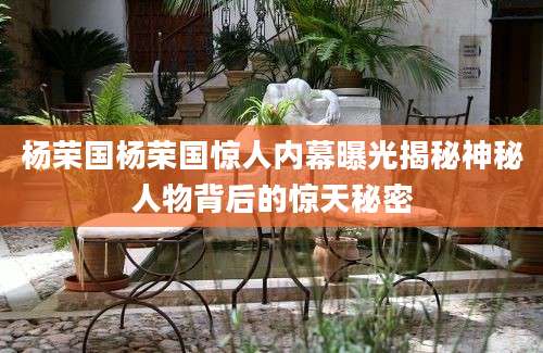 杨荣国杨荣国惊人内幕曝光揭秘神秘人物背后的惊天秘密