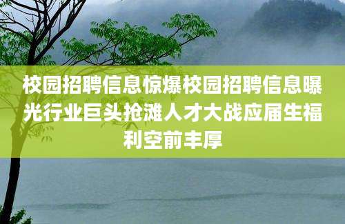 校园招聘信息惊爆校园招聘信息曝光行业巨头抢滩人才大战应届生福利空前丰厚