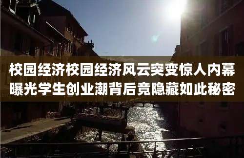 校园经济校园经济风云突变惊人内幕曝光学生创业潮背后竟隐藏如此秘密