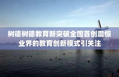 树德树德教育新突破全国首创震惊业界的教育创新模式引关注