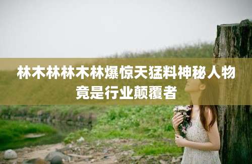 林木林林木林爆惊天猛料神秘人物竟是行业颠覆者