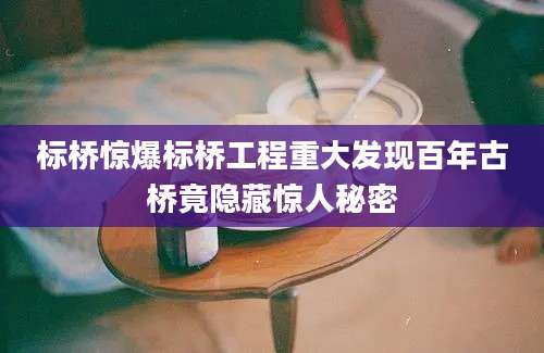 标桥惊爆标桥工程重大发现百年古桥竟隐藏惊人秘密