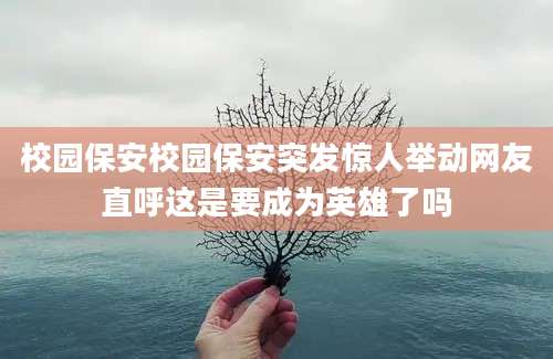 校园保安校园保安突发惊人举动网友直呼这是要成为英雄了吗