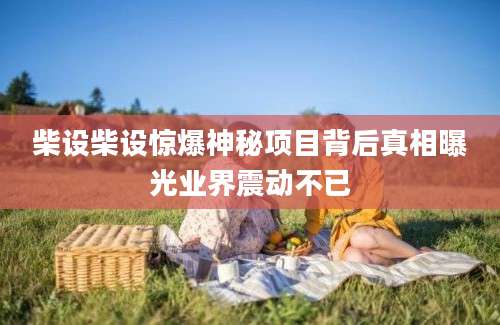 柴设柴设惊爆神秘项目背后真相曝光业界震动不已