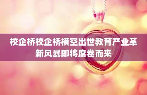 校企桥校企桥横空出世教育产业革新风暴即将席卷而来