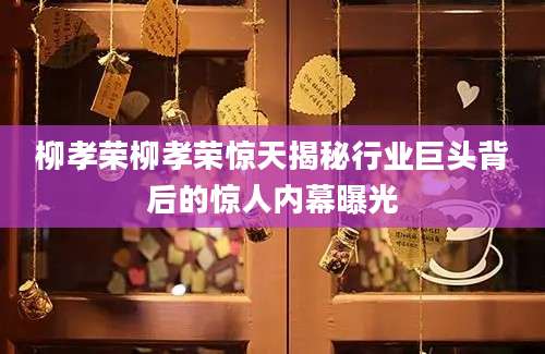 柳孝荣柳孝荣惊天揭秘行业巨头背后的惊人内幕曝光