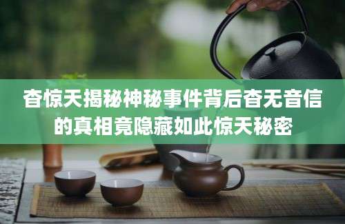 杳惊天揭秘神秘事件背后杳无音信的真相竟隐藏如此惊天秘密