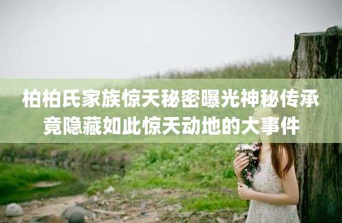 柏柏氏家族惊天秘密曝光神秘传承竟隐藏如此惊天动地的大事件