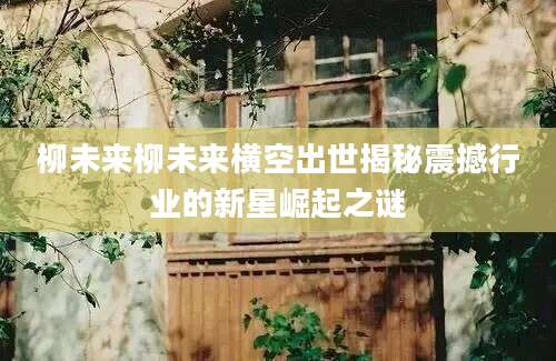 柳未来柳未来横空出世揭秘震撼行业的新星崛起之谜