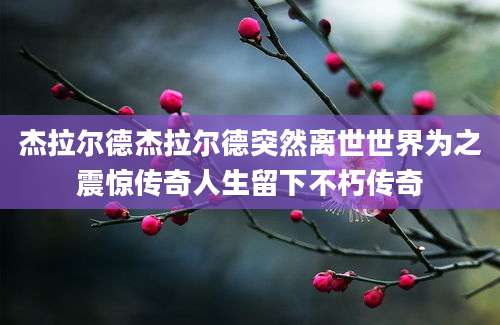 杰拉尔德杰拉尔德突然离世世界为之震惊传奇人生留下不朽传奇