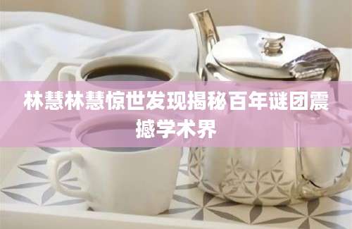 林慧林慧惊世发现揭秘百年谜团震撼学术界
