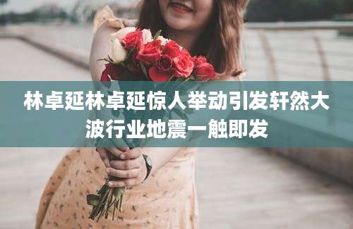 林卓延林卓延惊人举动引发轩然大波行业地震一触即发