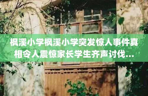 枫溪小学枫溪小学突发惊人事件真相令人震惊家长学生齐声讨伐...