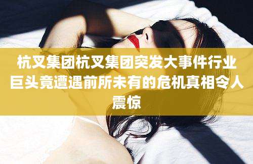 杭叉集团杭叉集团突发大事件行业巨头竟遭遇前所未有的危机真相令人震惊