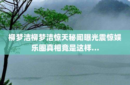 柳梦洁柳梦洁惊天秘闻曝光震惊娱乐圈真相竟是这样...