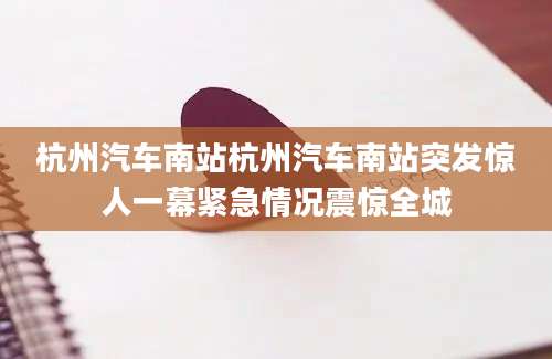 杭州汽车南站杭州汽车南站突发惊人一幕紧急情况震惊全城