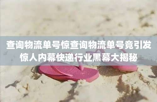 查询物流单号惊查询物流单号竟引发惊人内幕快递行业黑幕大揭秘
