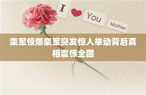 栾军惊爆栾军突发惊人举动背后真相震惊全国