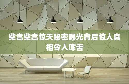 柴嵩柴嵩惊天秘密曝光背后惊人真相令人咋舌