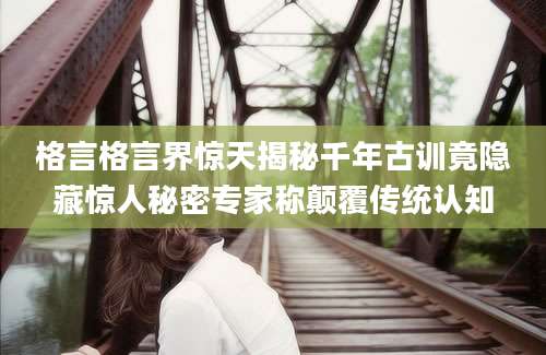 格言格言界惊天揭秘千年古训竟隐藏惊人秘密专家称颠覆传统认知