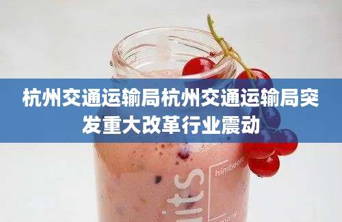 杭州交通运输局杭州交通运输局突发重大改革行业震动