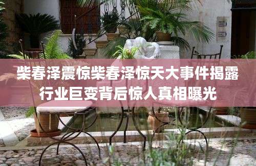 柴春泽震惊柴春泽惊天大事件揭露行业巨变背后惊人真相曝光