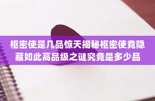 枢密使是几品惊天揭秘枢密使竟隐藏如此高品级之谜究竟是多少品