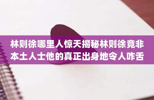 林则徐哪里人惊天揭秘林则徐竟非本土人士他的真正出身地令人咋舌