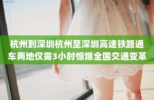 杭州到深圳杭州至深圳高速铁路通车两地仅需3小时惊爆全国交通变革