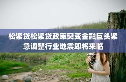 松紧贷松紧贷政策突变金融巨头紧急调整行业地震即将来临