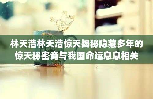 林天浩林天浩惊天揭秘隐藏多年的惊天秘密竟与我国命运息息相关