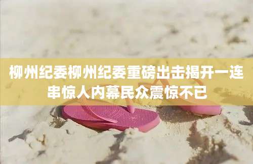 柳州纪委柳州纪委重磅出击揭开一连串惊人内幕民众震惊不已