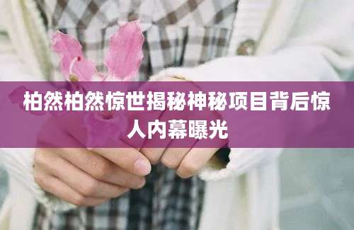 柏然柏然惊世揭秘神秘项目背后惊人内幕曝光