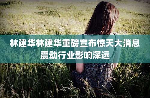 林建华林建华重磅宣布惊天大消息震动行业影响深远