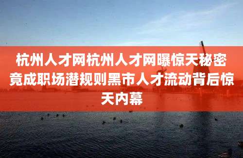 杭州人才网杭州人才网曝惊天秘密竟成职场潜规则黑市人才流动背后惊天内幕