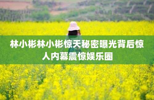 林小彬林小彬惊天秘密曝光背后惊人内幕震惊娱乐圈